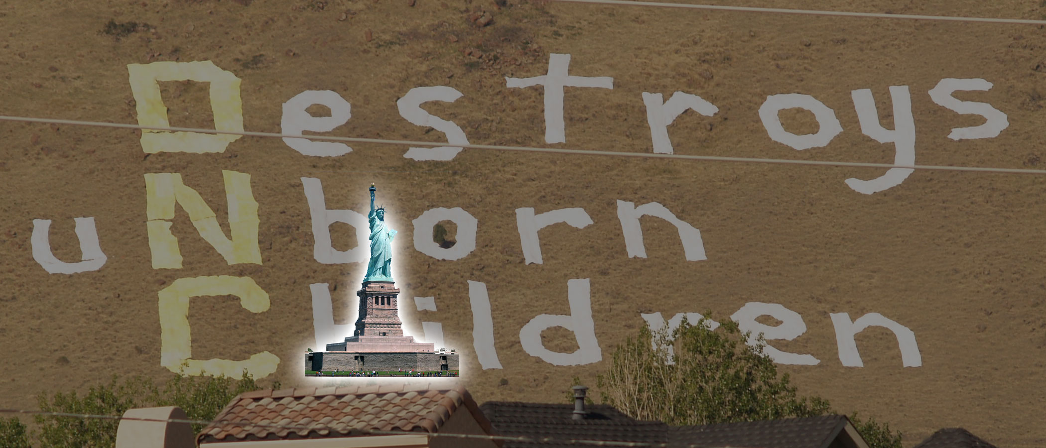 World's largest protest sign unfurled by American RTL on the Rocky Mountains: DNC Destroys Unborn Children