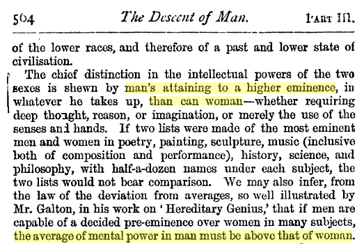 Charles Darwin on the Inferiority of Women