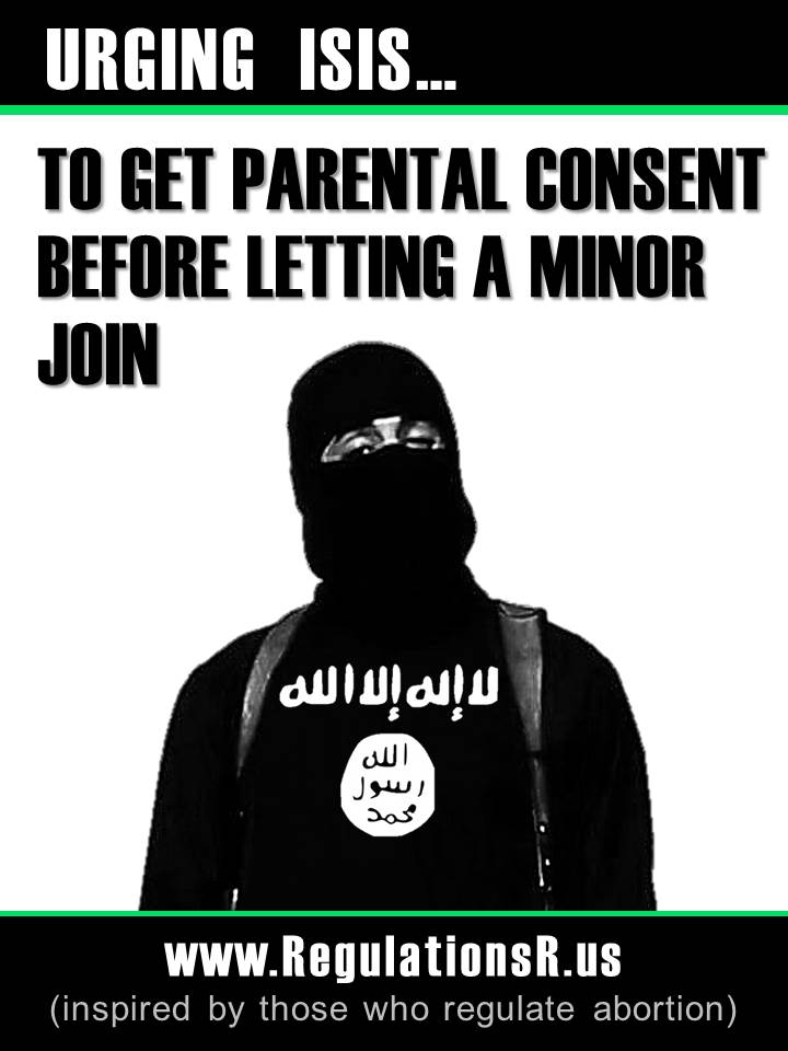 ISIS meme from ARTL, designed to illustrate NRTL's moral relativism and insanity, actually reflects a Denver imam's call for parental consent for jihadis